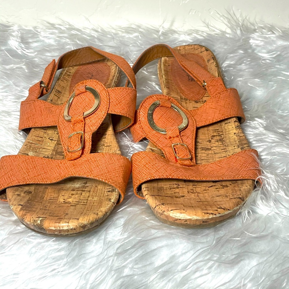 Coral sandals.